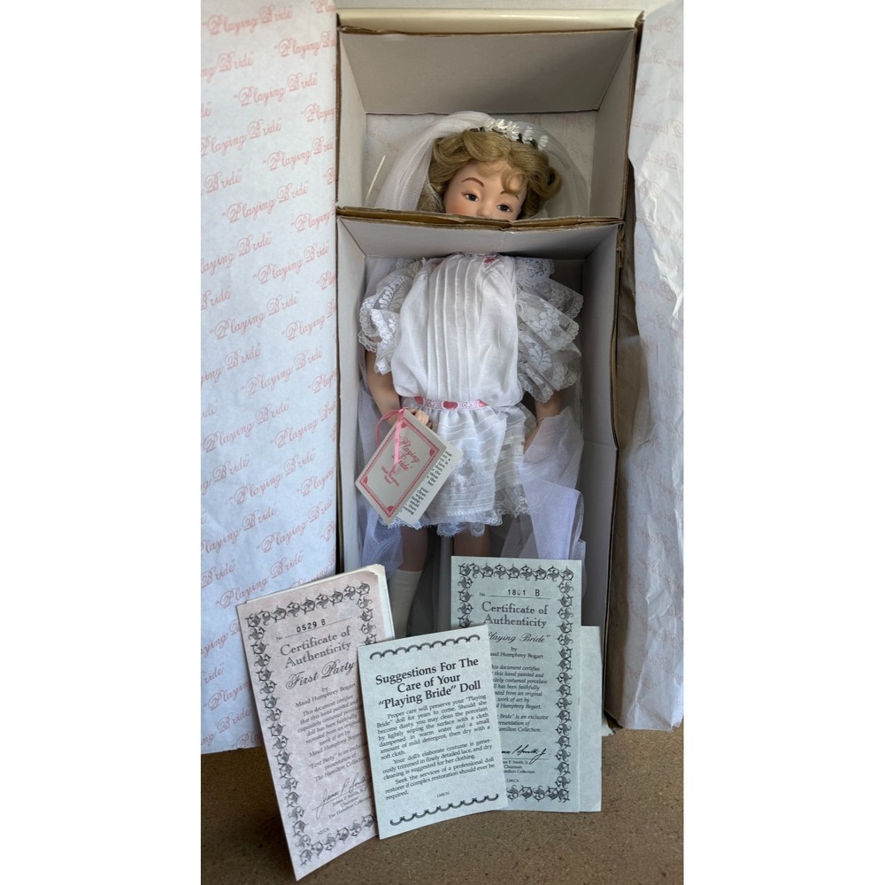 The Hamilton Collection Wearing A White Dress Playing Bride‎ Porcelain Doll